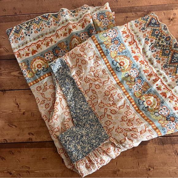 Bohemian Peasant Top Flowy colorful blouse in earth-tones. size 1 Boho - Picture 8 of 9